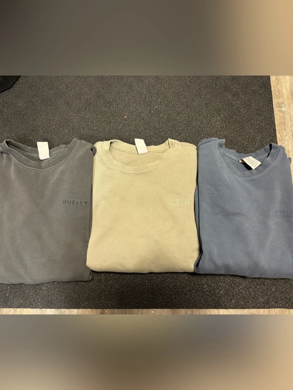 Bundle of 3 Hurley Men's Crewneck Sweaters — Olive, Charcoal & Blue